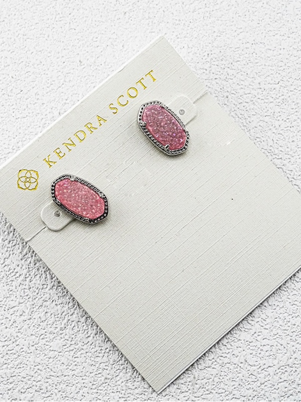 Kendra Scott Pink Druzy Oval Stud Earrings - Silver Trim